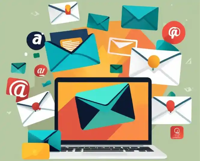 A number of post and a laptop computer:Email marketing